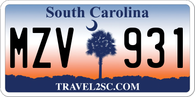 SC license plate MZV931