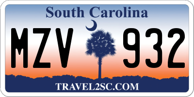 SC license plate MZV932