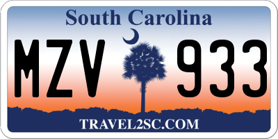 SC license plate MZV933