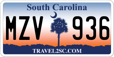 SC license plate MZV936