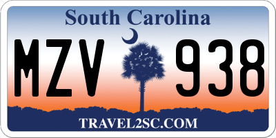 SC license plate MZV938