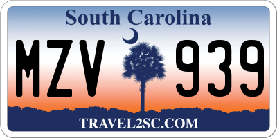 SC license plate MZV939