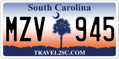 SC license plate MZV945
