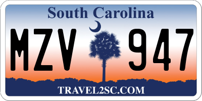 SC license plate MZV947