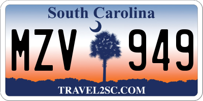 SC license plate MZV949