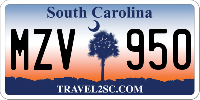 SC license plate MZV950