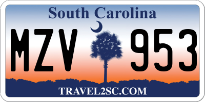 SC license plate MZV953
