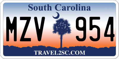 SC license plate MZV954