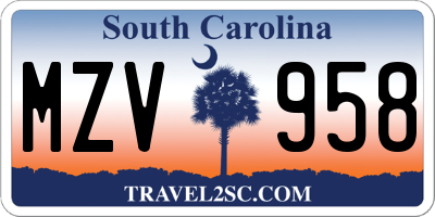 SC license plate MZV958