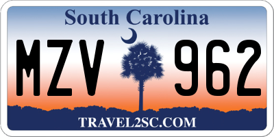 SC license plate MZV962
