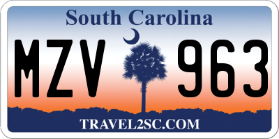 SC license plate MZV963
