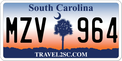 SC license plate MZV964