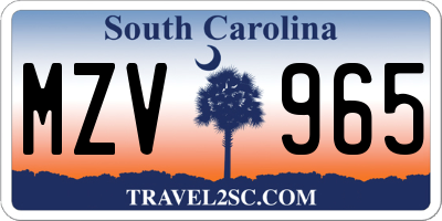 SC license plate MZV965