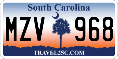 SC license plate MZV968