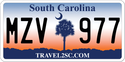 SC license plate MZV977