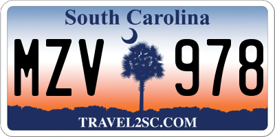 SC license plate MZV978