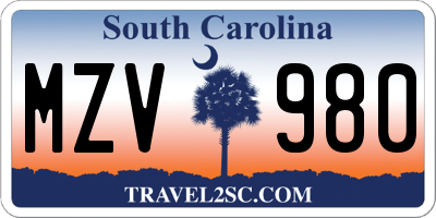 SC license plate MZV980