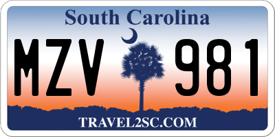 SC license plate MZV981