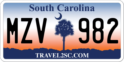 SC license plate MZV982