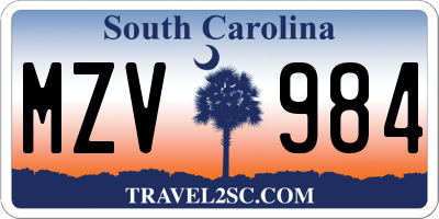 SC license plate MZV984