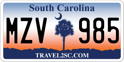 SC license plate MZV985