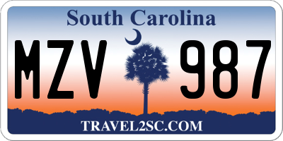 SC license plate MZV987