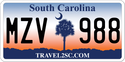SC license plate MZV988