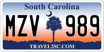 SC license plate MZV989