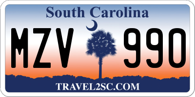 SC license plate MZV990