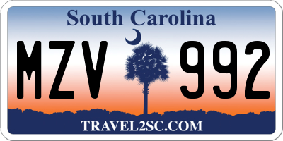 SC license plate MZV992