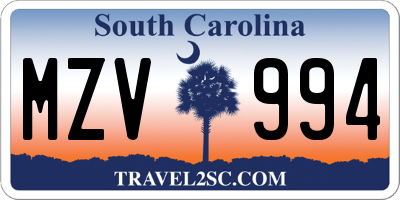 SC license plate MZV994