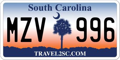 SC license plate MZV996