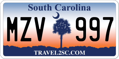 SC license plate MZV997