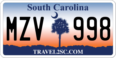 SC license plate MZV998