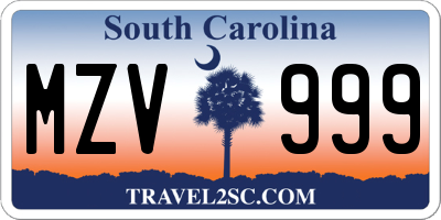 SC license plate MZV999