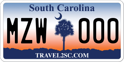 SC license plate MZW000