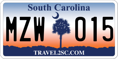 SC license plate MZW015