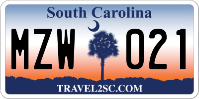 SC license plate MZW021