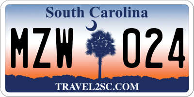SC license plate MZW024