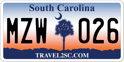 SC license plate MZW026