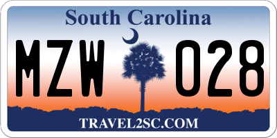 SC license plate MZW028