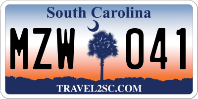 SC license plate MZW041