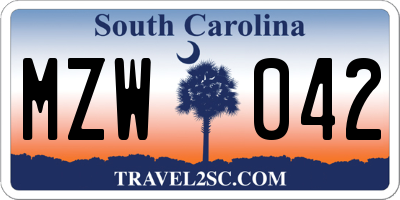 SC license plate MZW042