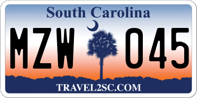 SC license plate MZW045