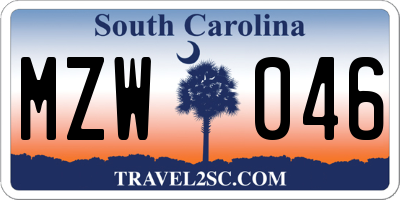 SC license plate MZW046