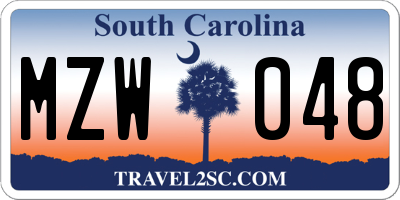 SC license plate MZW048