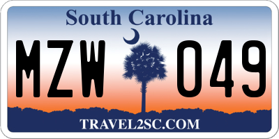 SC license plate MZW049