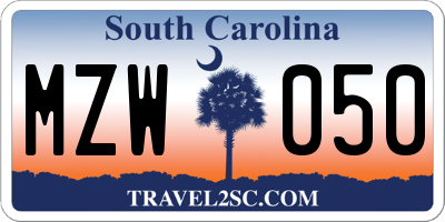 SC license plate MZW050