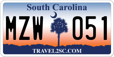 SC license plate MZW051