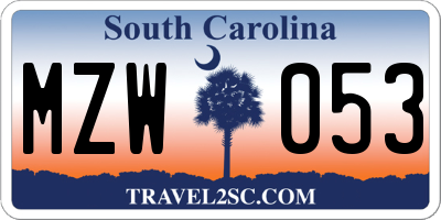 SC license plate MZW053
